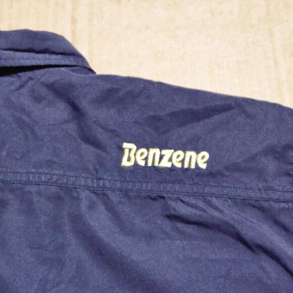 Benzene Men's Button-Up Navy Blue Shirt XL Addicted To Speed 100% Polyester - Picture 4 of 10